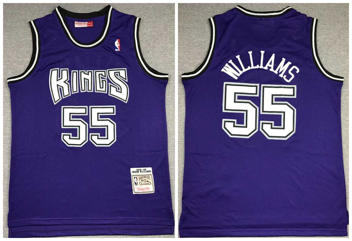 Men%27s Sacramento Kings Purple #55 Jason Williams 1998-99 Throwback Stitched NBA Jersey